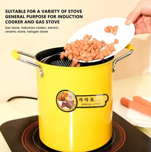 2L Stainless Steel Deep Fryer Pot with Basket – Oil Filter Design for Fries, Chicken, Shrimp & Snacks